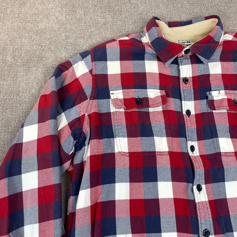 L.L. Bean Fleece-Lined Flannel Shirt Mens XL Multicolor Plaid Traditional Fit - Picture 5 of 15